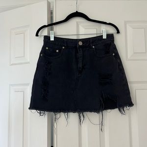 Superdown black jean skirt